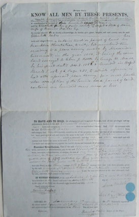 Item #016810 Land Sale Deed/Mortgage Deed. Franklin Plantation, Oxford County Maine, 1855. given