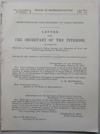 Item #016831 Appropriations for Expenses of the Osage Indians. Letter from the Secretary of the...