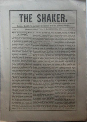 Item #016848 The Shaker. September, 1871. Vol. 1, No. 9. Authors