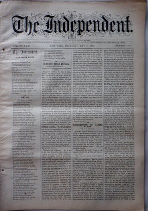 Item #016909 The Independent. Thursday, May 10, 1883. African-American, Benjamin T. Tanner,...