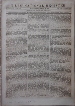 Item #016928 Niles' National Register. September 12, 1846. authors