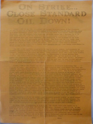 Item #016932 On Strike…Close Standard Oil Down! Event Flier. Labor Social Movements