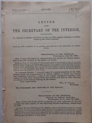 Item #017029 Letter from the Secretary of the Interior, transmitting in response to Senate...
