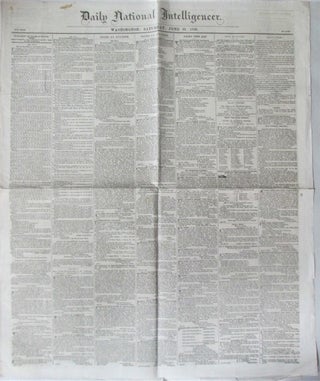Item #017039 Daily National Intelligencer. Saturday, June 25, 1859. Slavery, authors