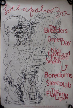 1994 Lollapalooza Concert Tour Promotional Poster. Featuring The Breeders, Green Day, Nick Cave. given.