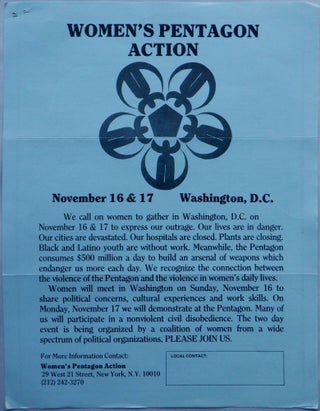 Item #017220 Women's Pentagon Action November 16 and 17 (1980) Event Handbill/Flier. Grace Paley