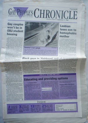 Item #017282 Gay People's Chronicle. September 17, 1993. Vol. 9 No. 6. authors