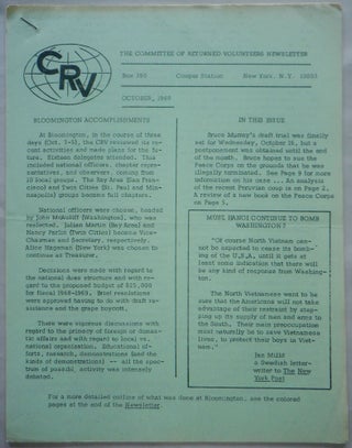 Item #017312 Committee of Returned Volunteers. CRV National Newsletter October, 1968. authors