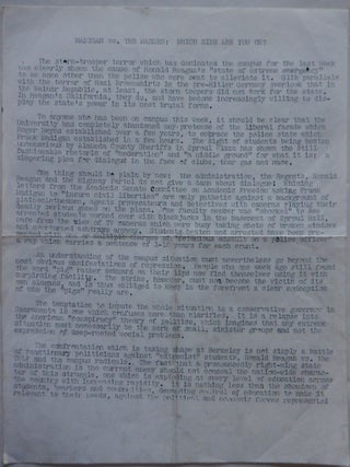 Item #017397 Campus Independent Socialist Club. Madigan vs. The Masses: Which Side are You On?...