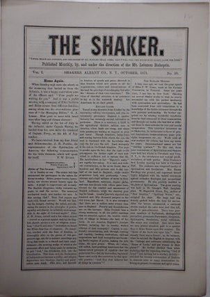 Item #017608 The Shaker. October, 1871. Vol. 1, No. 10. Authors