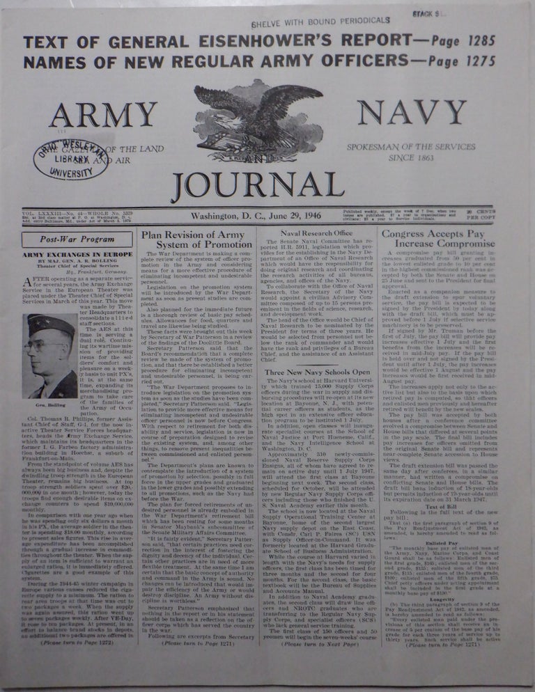 Item #017628 Army Navy Journal. The Gazette of the Land, Sea and Air. June 29, 1946. Dwight Eisenhower.