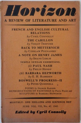 Item #017685 Horizon. A Review of Literature and Art. June, 1943. Cyril Connolly, George Barker