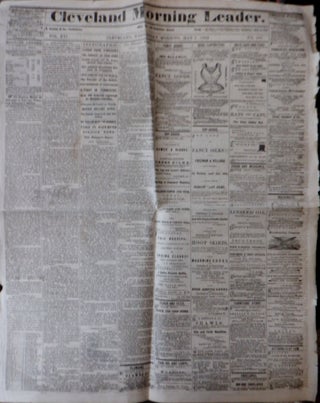 Item #017704 Cleveland Morning Leader. Wednesday Morning May 7, 1862. With Civil War Content....
