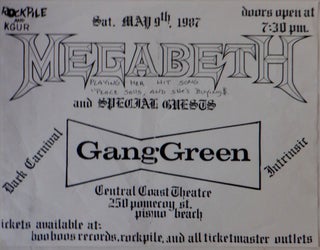 Item #017730 Megabeth, Gang Green, Dark Carnival, Intrinsic Hardcore Punk Concert Flier. given
