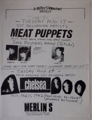 Item #017851 Meat Puppets, Jody Foster's Army, Chelsea and Paris 1942 Punk Concert Flier. Tuesday...