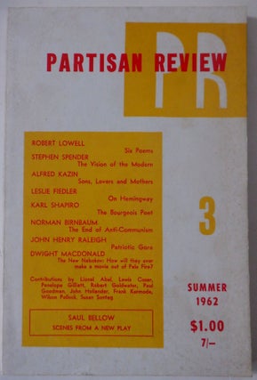 Item #017853 Partisan Review. Summer 1962. Robert Lowell, Stephen Spender, Susan Sontag