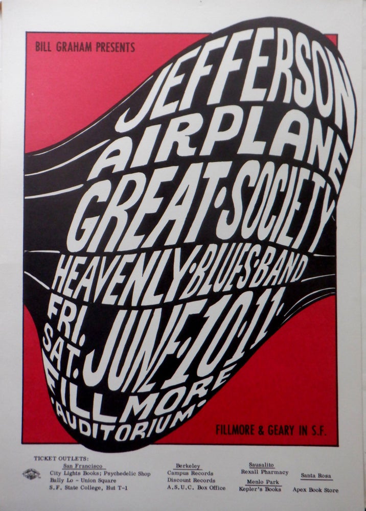Item #018010 Bill Graham Presents Jefferson Airplane, Great Society, The Heavenly Blues Band. Poster.