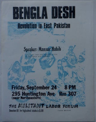 Item #018037 Bangla Desh. Revolution in East Pakistan Event Handbill/flier. Militant Labor Forum