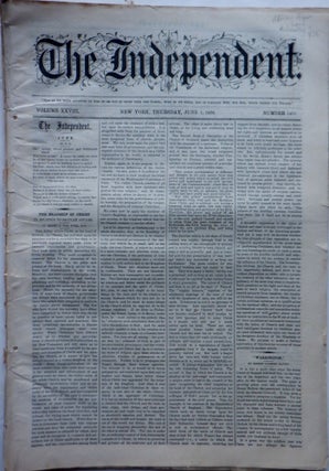 Item #018106 The Independent. June 1, 1876. Authors