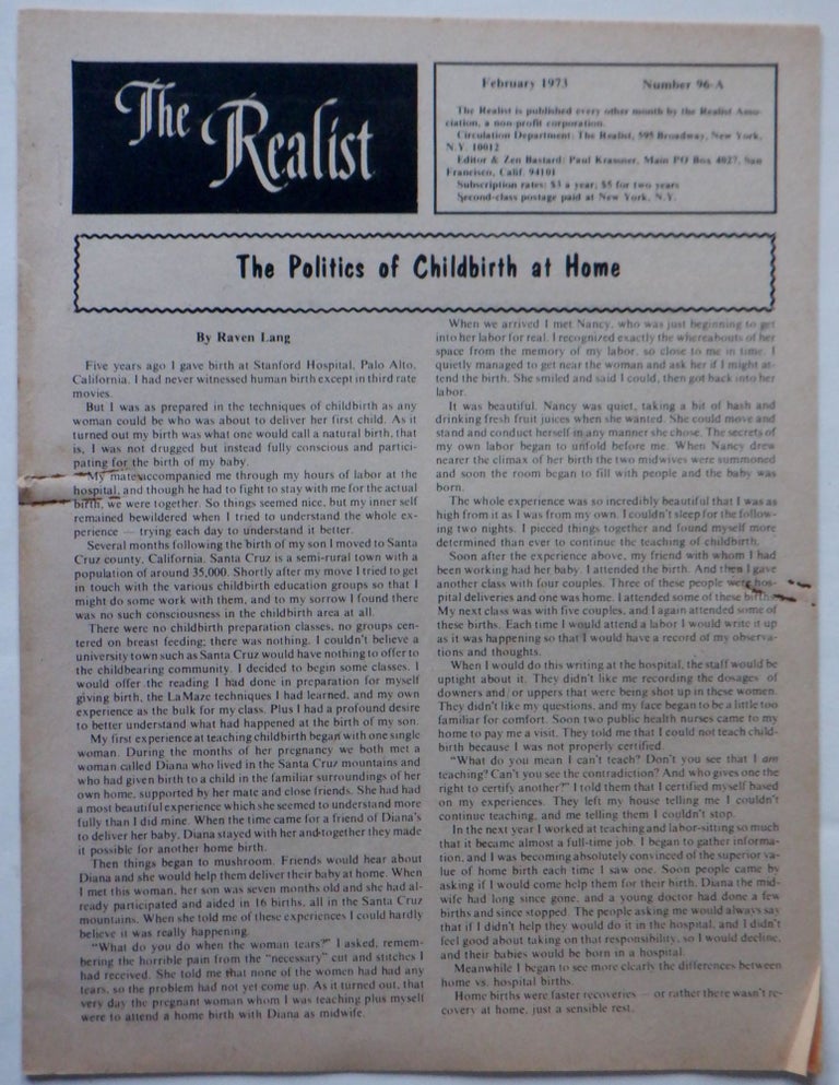 Item #018118 The Realist. February, 1973. No. 96-A. authors.