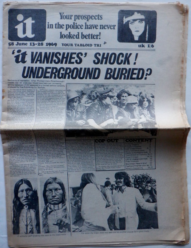 Item #018144 IT (International Times) 58. June 13-38, 1969. authors.