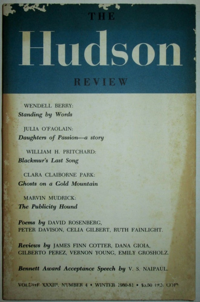 Item #018263 The Hudson Review. Winter 1980-81. Wendell Berry, V. S. Naipaul.