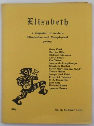 Item #018442 Elizabeth No. 2. October 1961. Vassar Miller, Spencer Brown