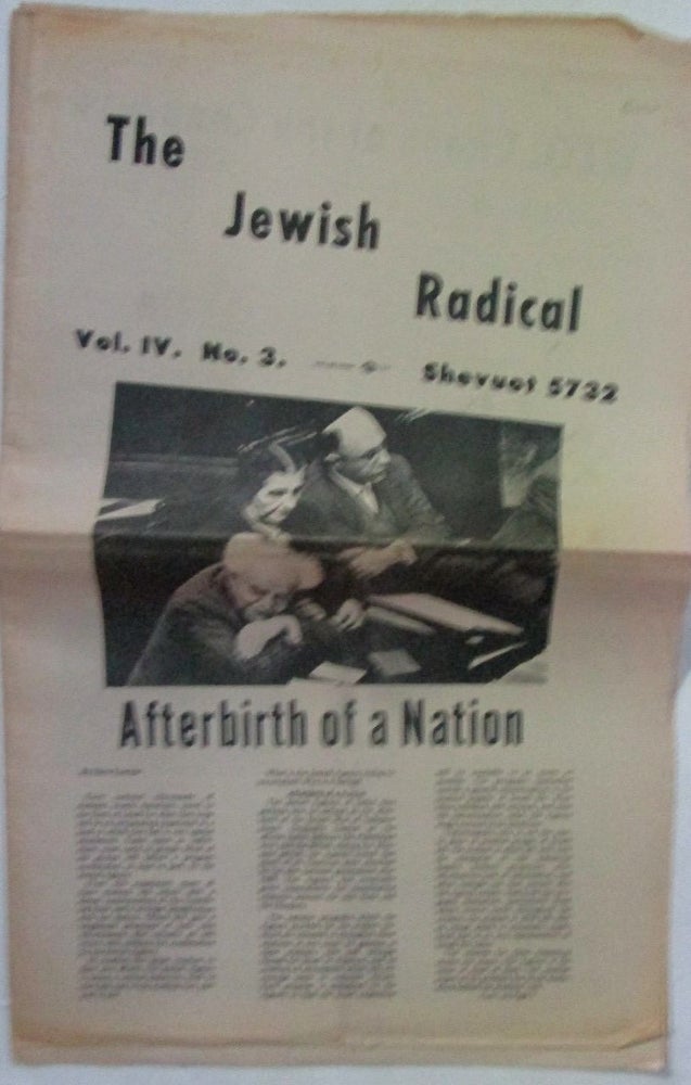 Item #018612 The Jewish Radical. Shevuot 5732. Vol. IV. No. 3. authors.