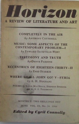 Item #018635 Horizon. A Review of Literature and Art. June 1944. Louis MacNeice, Stephen Spender