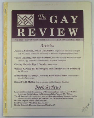 Item #018753 The Gay Review. December 1990. Volume one, Number One. authors