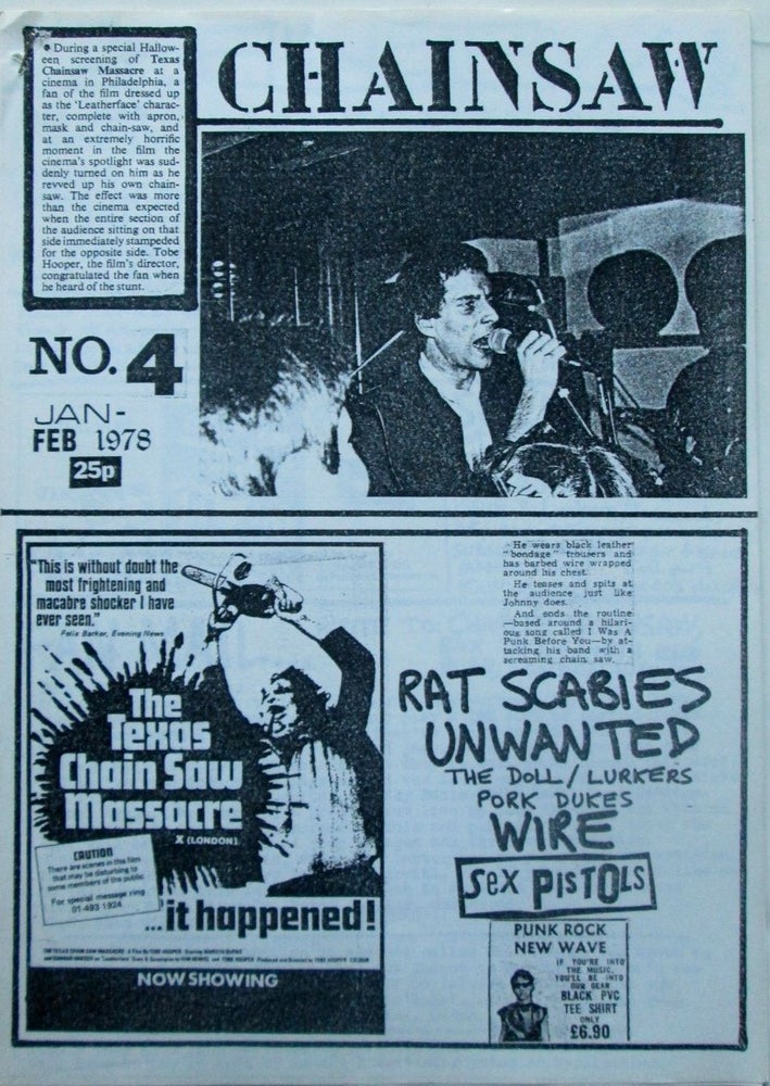 Item #018765 Chainsaw Fanzine. No. 4. Jan-Feb. 1978. Charlie Chainsaw.