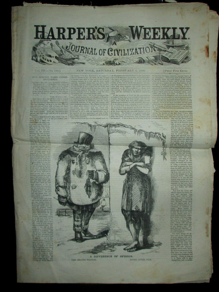 Item #018796 Harper's Weekly. February 5, 1859. Authors.