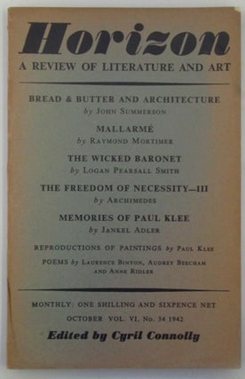 Item #018847 Horizon. A Review of Literature and Art. October, 1942. Audrey Beecham, Paul Klee,...