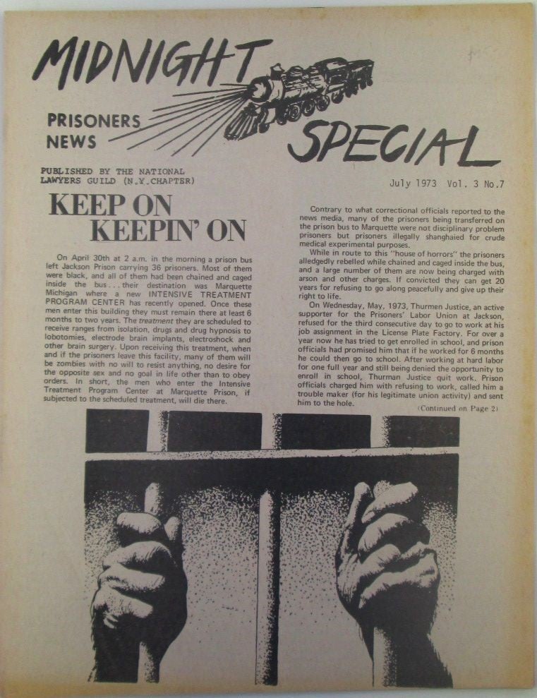 Item #018865 Midnight Special. Prisoner News. July 1973. Vol 3. No. 7. authors.