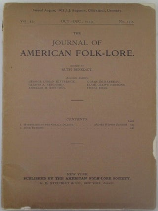 Item #018934 The Journal of American Folklore. Oct.-Dec., 1930. Matha Warren Beckwith