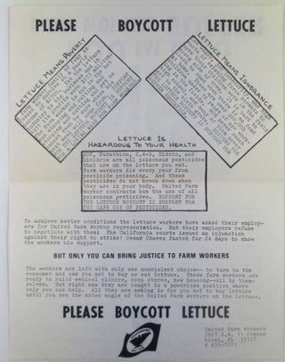 Item #018962 Please Boycott Lettuce. Lettuce Worker Public Awareness Flier. United Farm Workers