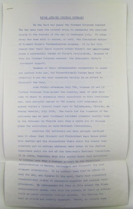 Item #018976 Nixon Attacks Vietnam Veterans. Lawyers' Statement and Resolution. Jack Levine,...