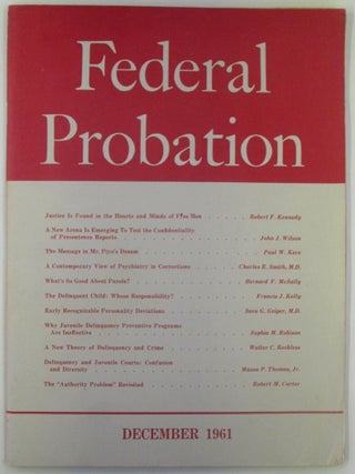 Item #019073 Federal Probation, A journal of correctional philosophy and practice. December,...