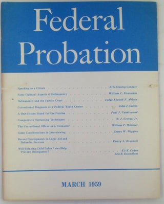 Item #019166 Federal Probation, A journal of correctional philosophy and practice. March, 1959....