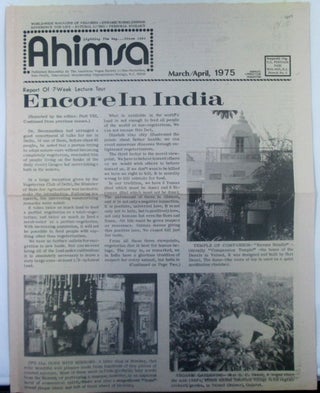 Item #019193 Ahimsa. Worldwide magazine of veganism. March/April, 1975. Veganism, authors