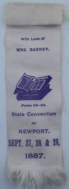 Item #019235 W.C.T.U. (Women's Christian Temperance Union) of Rhode Island Silk Ribbon the State Convention Held Sept. 27, 28-29, 1887