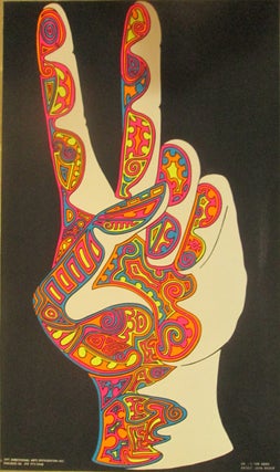 The Hand (Peace Symbol). Blacklight Psychedelic Poster. John Weber, artist.