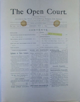 Item #019335 The Open Court. A Weekly Journal Devoted to the Work of Conciliating Religion with...