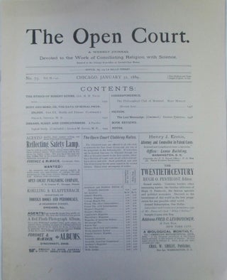 Item #019359 The Open Court. A Weekly Journal Devoted to the Work of Conciliating Religion with...