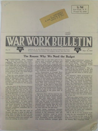 Item #019452 War Work Bulletin. Sept. 19, 1919. No. 27. authors
