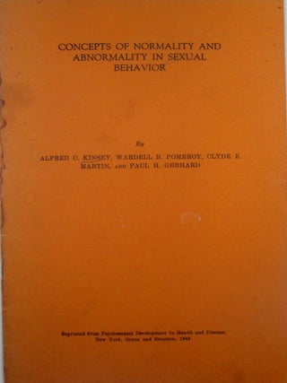 Item #019472 Concepts of Normality and Abnormality in Sexual Behavior. Offprint from Psychosexual...