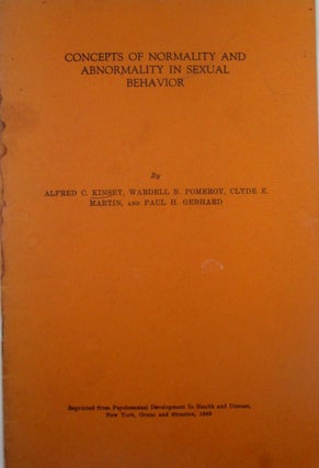 Item #019472 Concepts of Normality and Abnormality in Sexual Behavior. Offprint from Psychosexual...