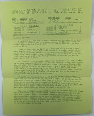 Item #019556 Football Letter. Syracuse University Vs. Penn State, 1942. Arnie Burdick