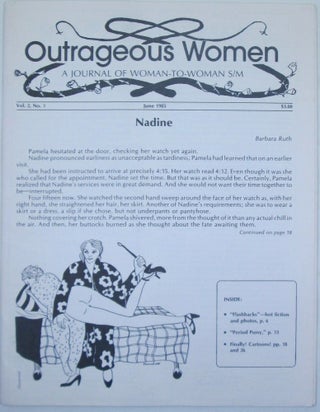 Item #019588 Outrageous Women. A Journal of Woman-to-Woman S/M. June 1985. Vol. 2, No. 1. Betsy...