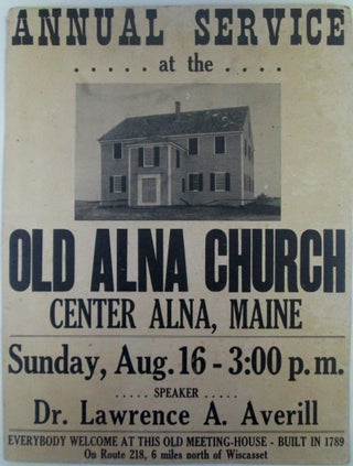 Item #019626 Annual Service at the Old Alna Church, Center Alna, Maine Broadside Advertisement
